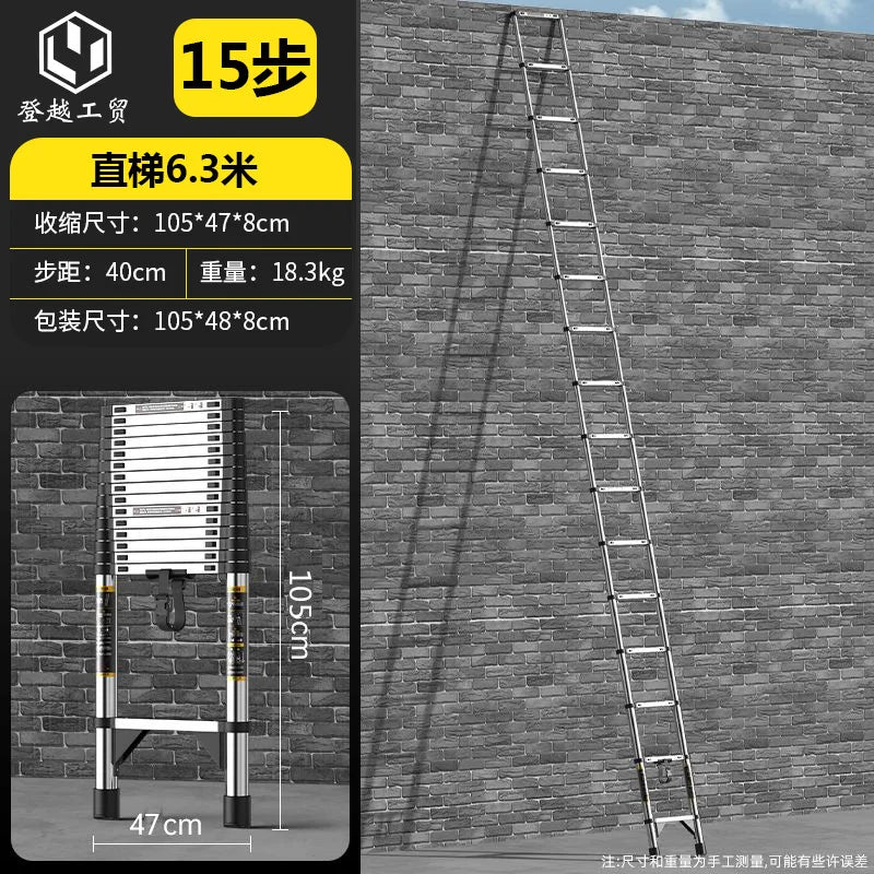 Telescopic ladder Multifunctional stainless steel herringbone walking ladder Folding lift straight ladder Thickened engineering