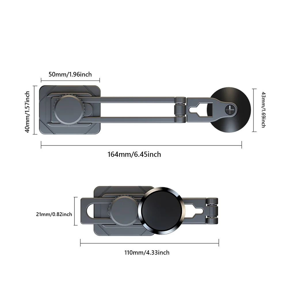 Magnetic Car Phone Bracket Slide Rail Adjustable Foldable Mobile Phone Mount Stand 360 Degree Rotary for Tesla Model 3 X Y S