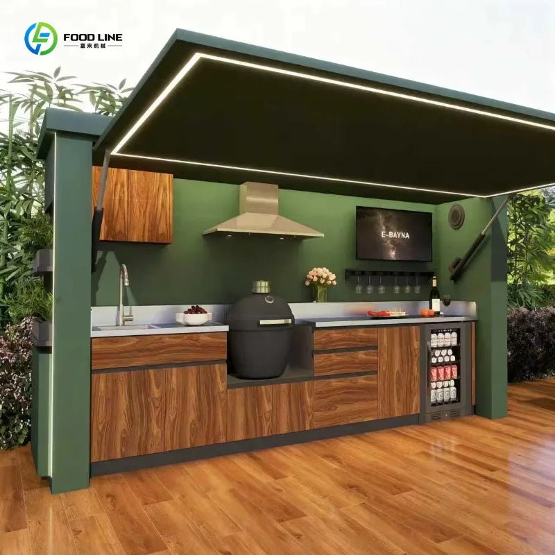Customized Modular Outdoor Kitchen Cabinet Portable BBQ Island Grill Factory Direct Sales for Guesthouse