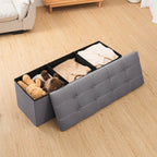 Foldable Stool Home Ottoman Seat Bench Chest with Storage Space Organizer Box Living Room Furniture