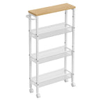 VASAGLE 4-Shelf Trolley, Space-Saving Kitchen Cart with Wheels, Steel Frame, Handle, Trolley for Small Spaces, Kitchen Bathroom