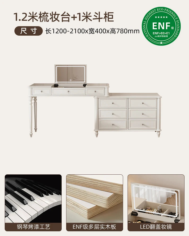 Solid wood dresser chest integrated bedroom cream wind high-end end bed