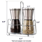 Salt and Pepper Grinder Set , Salt and Pepper Grinder Set, Stainless Steel and Glass Body Shakers, Adjustable Coarseness  2 Pack