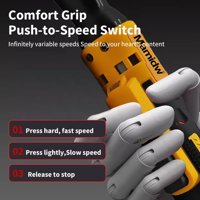 Mamidw Brushless Electric Ratchet Wrench 3/8In Cordless Variable Speed Power Wrench Impact Driver For Dewalt 20V Battery PIN