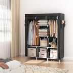 LEEGOHOME Portable Closet Large Wardrobe Closet Clothes Organizer with 6 Storage Shelves, 2 Hanging Sections 4 Side Pockets