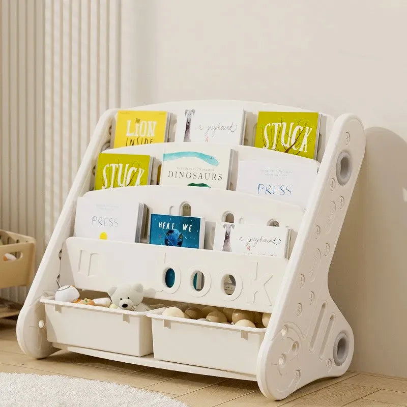 Eco-friendly  Children's Bookshelf Home Bedroom Children's Picture Books Toy Storage Cabinet Snacks Sundries Organizer Rack