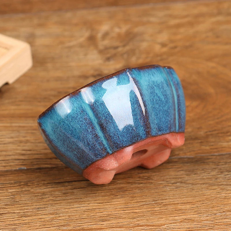 1PC 7.5x5.7x4cm Minimalist Appearance And Color Bonsai Flowerpot Ceramic Craft Plant Pot Planter Garden Decor
