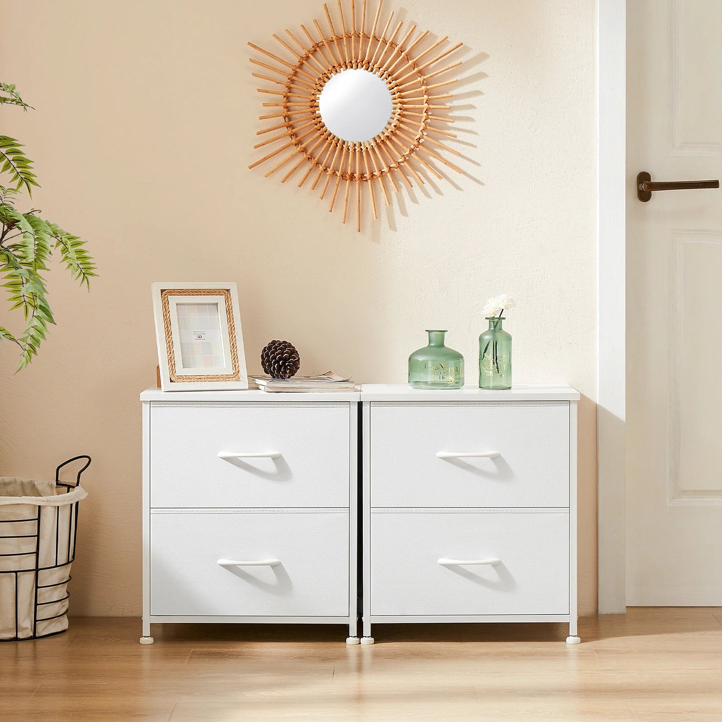 JHK Nightstand with 2 Fabric Drawers, Bedside Storage Cabinet for Bedroom, Closet Chest Organizer Table | AlluCanFind