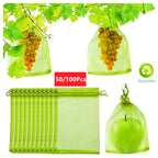 50/100Pcs Fruit Protection Netting Bags with Drawstring Reusable Grape Grow Bags Strawberry Cover Mesh Bags for Pest Control