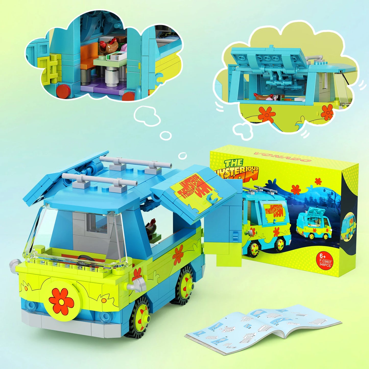 Mystery Machine Car Building Blocks - 320pc Scooby-Doo Vehicle Model Kit for Kids Gift | AlluCanFind