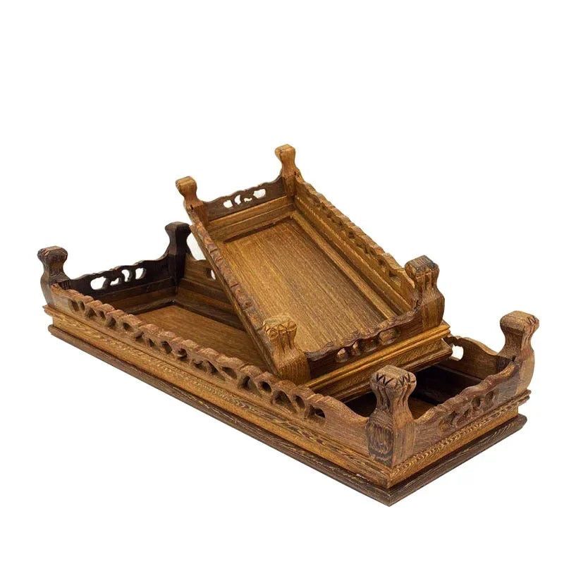 Retro Wooden Tea Tray Table Small Square Teapot Bases Bonsai Stand Bonsai Pedestal Wooden Base Vintage Furniture Home Decor