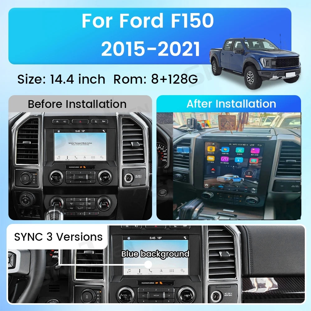 14.4" inches Android 13 8+128G T-Style Screen Car Stereo Multimedia DSP Player For Ford F150 2015-2020 GPS Audio Radio Head Unit