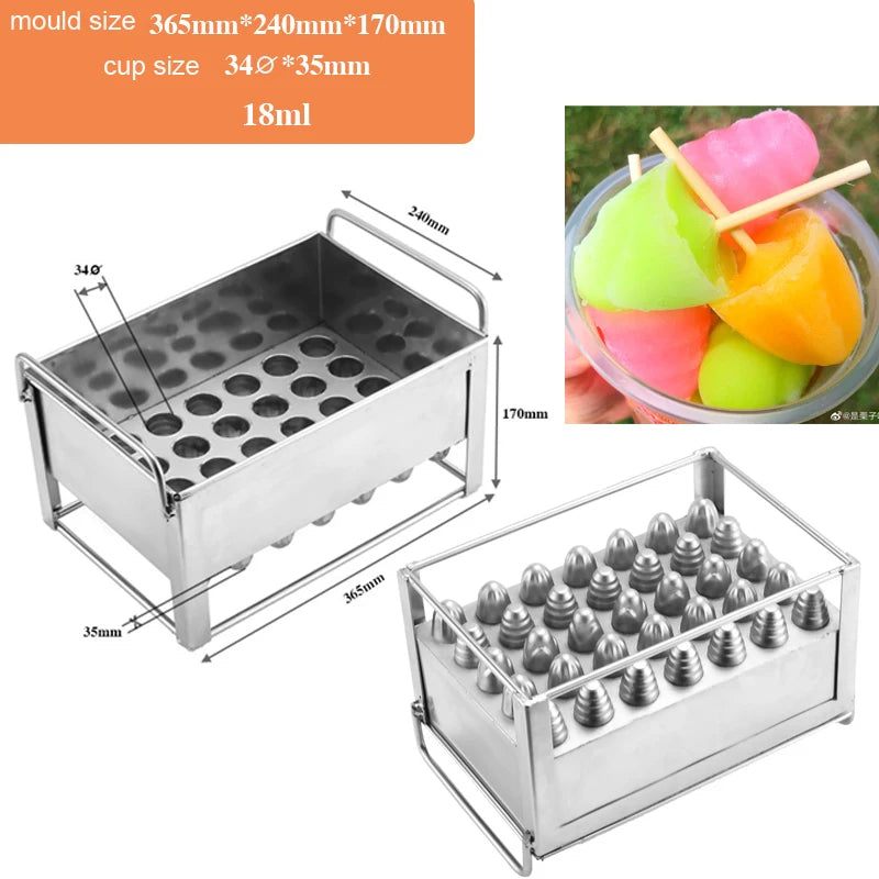 40pcs Stainless Steel Popsicle Mould Ice Lolly Mold For Popsicle Machine Fruit Shape DIY Ice Cream Molds With Sticks Holder