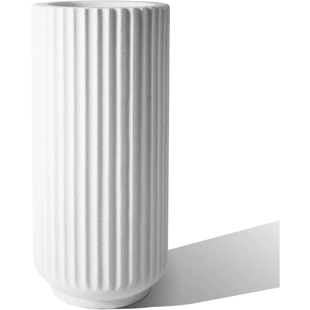 Roman Column Concrete Planter Durable All-Weather Use with Drainage Holes,Large Tall Round Planter for Outdoor Indoor Plants