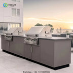 Customized Outdoor kitchen island with sink high-end modern stainless steel barbecue kitchen cabinet