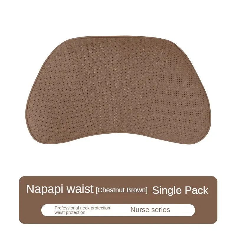 Car Seat High-end Leather Pillow Neck Driving Seat Headrest Back Cushion Luxury Universal Auto Lumbar Support Waist Head Qulit