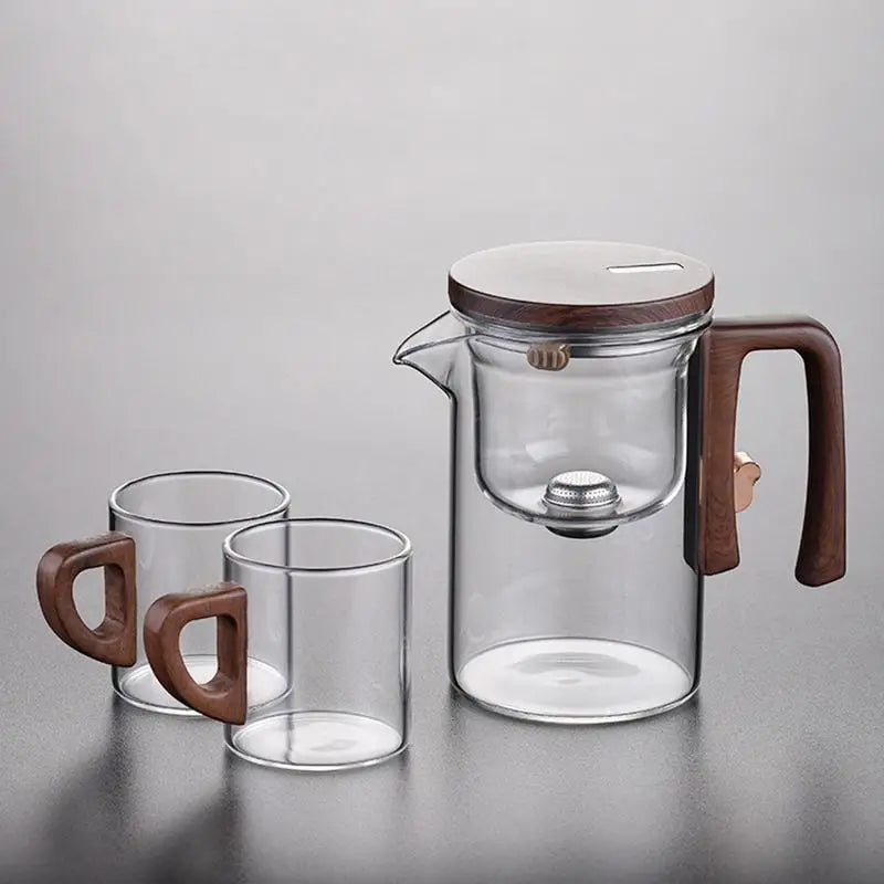 Glass Tea Pot Kettle Infuser 520ML/720ML Teapot Water Separation Inner Magnet One Click Magnetic Tea Filtration Cup Set