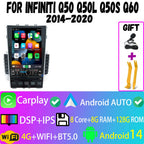 Car Radio For Infiniti Q50 Q50l Q50s Q60 2014-2020 CarPlay Android Auto Automotive multimedia Tesla Style Bluetooth 4G GPS WIFI