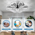Luxury Crystal Ceiling Fan Lamp Led APP Remote Control Invisible Blade Variable Ceiling Chandelier Lamp For Bedroom Living Room