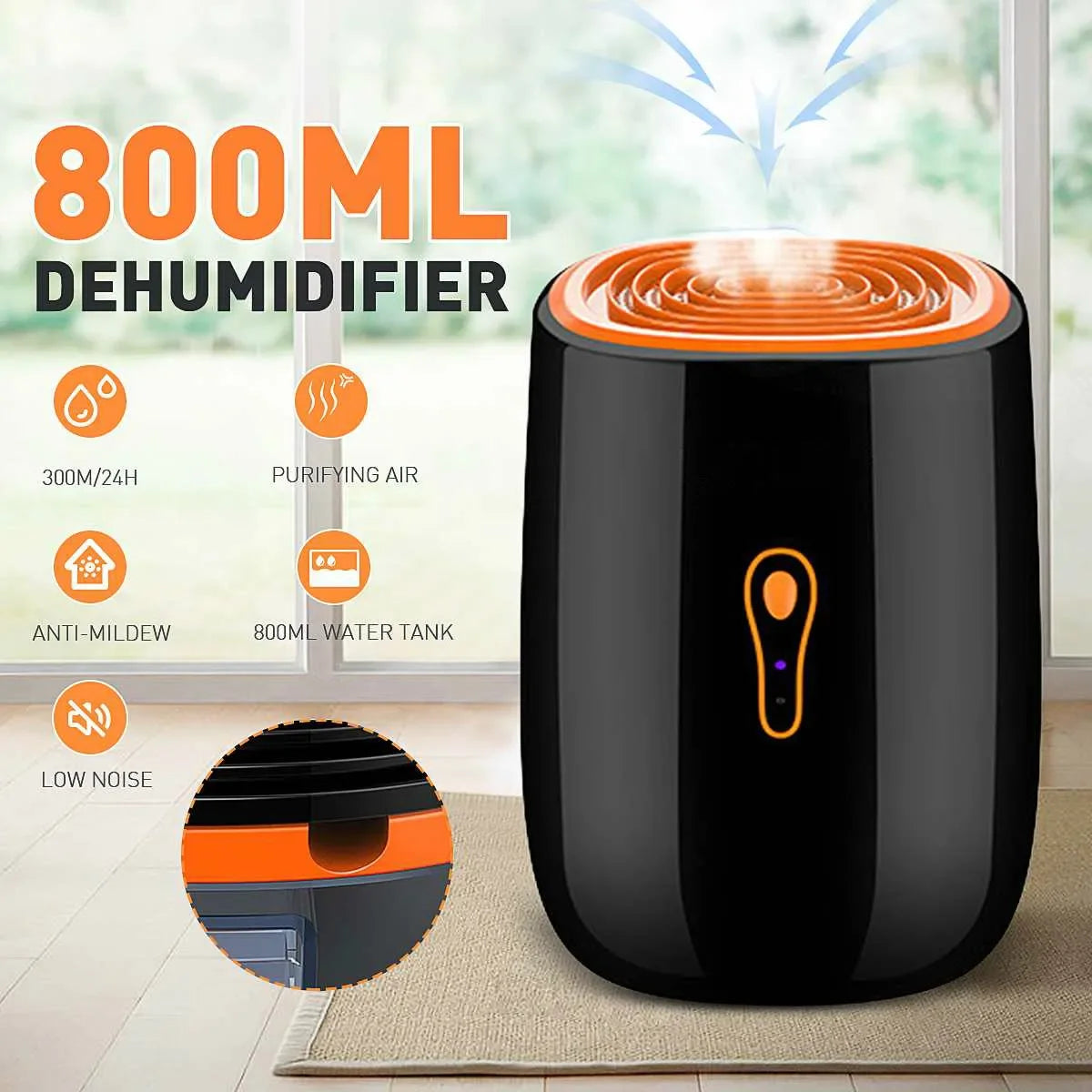 TINSOL New Air Dehumidifier 800ml Portable Dryer Low Noise Purificatio