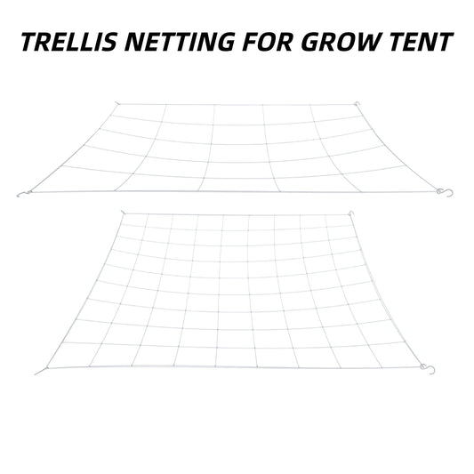 4'' Mesh Grow Tent Trellis Netting, Heavy-Duty Elastic Plant Net with Steel Hooks, Flexible Hydroponics Support for Horticulture
