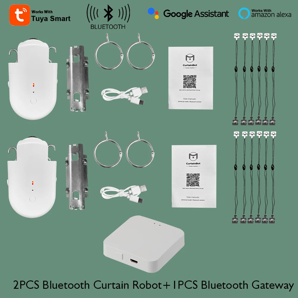 LifeLibero Tuya Smart Curtain Robot Bluetooth Curtain Motor Smart Life Fit to Electric Curtain Rail Track Rod I U Support Alexa