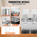 SucceBuy 2 3 Tanks Commercial Beverage Dispenser Ice Tea Drink Machine 304 Stainless Steel Juice Dispenser for Restaurant Hotel