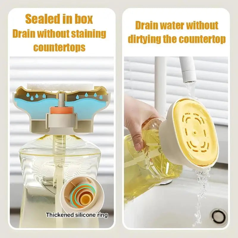 Kitchen Dishwashing Soap Dispenser Bottle Sink Detergent Foaming Box Scouring Pad Brush Storage Dispenser Presser