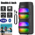 3000W Portable Bluetooth Speaker | Dual 4" Subwoofer with LED Lights