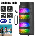 3000W Portable Bluetooth Speaker | Dual 4" Subwoofer with LED Lights