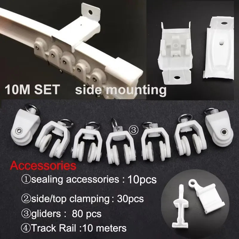 Flexible Ceiling & Wall Mounted Curtain Track Rail Bendable Plastic Steel Design for Bay Windows/Balcony 1-10M White Noise-Free