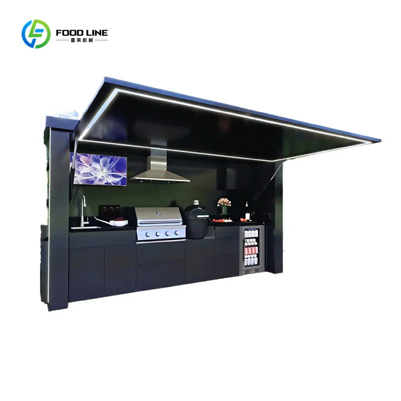 Customized Weatherproof Outdoor  Kitchen Cabinets Island with Sink Outdoor Kitchen Appliances for Capsule House Hotel
