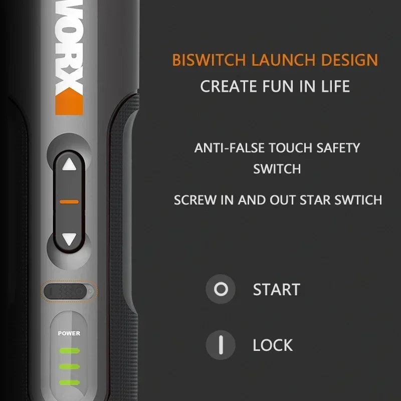 Electrical Screwdriver Set Worx 4V WX242 Smart Cordless Electric Screwdrivers USB Rechargeable Handle 30 Bit Sets Tools