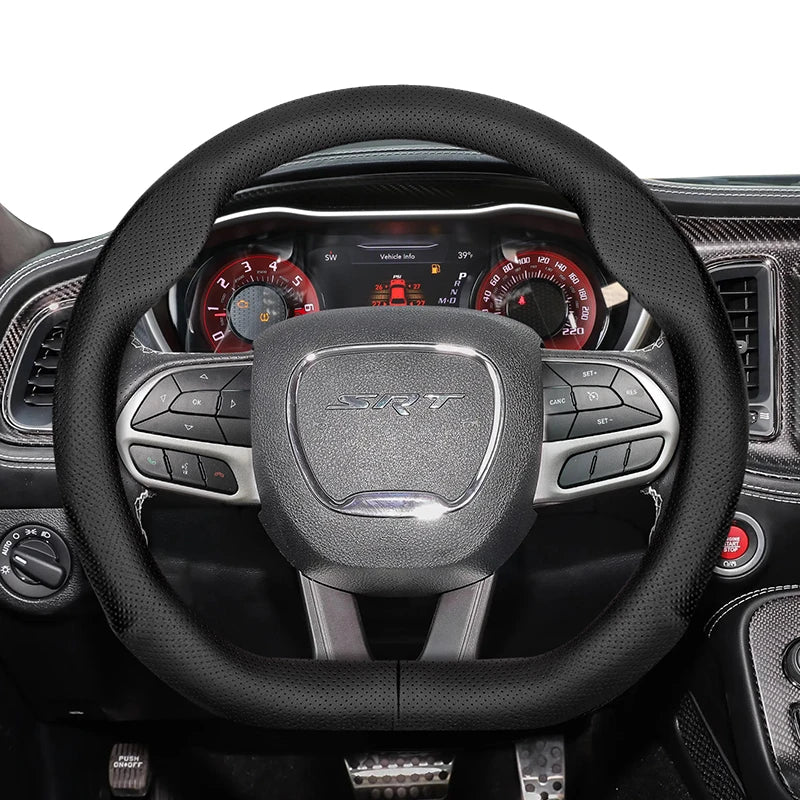 Suitable for Dodge Ultra-Thin Breathable Leather Steering Wheel Cover Suitable for Challenger Journey Charger Caliber Durango Ram 1500 Grand Caravan Dart Dakota Nitro Avenger Viper