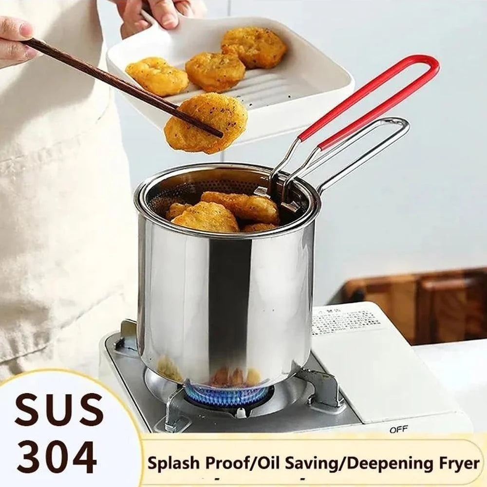 Stainless Steel Deep Fryer With Frying Basket Multifunctional Small Pot Kitchen Specific Frying Chicken And Other Cooking Tools