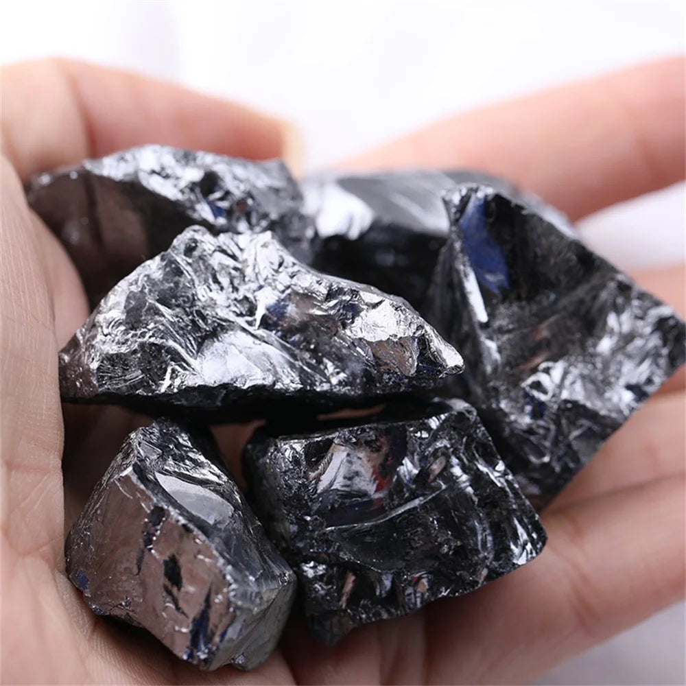 Natural Rough Raw Terahertz Stone Energy Stones Crystal Metallic Luster Mineral Specimen Garden Aquarium Healing Reiki Energy