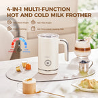 Cafelffe Electric Milk Frother Frothing Foamer Chocolate Mixer Cold/Hot Latte Cappuccino Fully Automatic Milk Warmer Cool 4-in-1