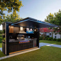 Custom Stainless Steel Outdoor Kitchen Cabinet for Gas BBQ Grill Outdoor Furniture with Shed for Pool House