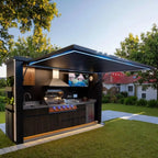 Custom Stainless Steel Outdoor Kitchen Cabinet for Gas BBQ Grill Outdoor Furniture with Shed for Pool House