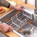 Stainless Steel Kitchen Sink Drain Rack Telescopic Utensil Rack Fruit Vegetable Washing Storage Rack Household Kitchen Accessory