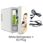 4L Mini Refrigerator Car Cosmetics Skincare LED Mirror Household Refrigerator Small Freezer Refrigeration Noise Reduction Portal