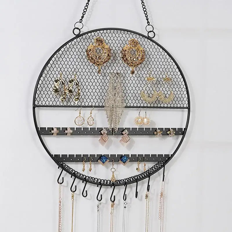 Wall Earring Hanger  Metal Grid Wall Shelf Earring Organizer Jewelry Holder Ear Stud Display Rack for Bracelet Necklace Ring