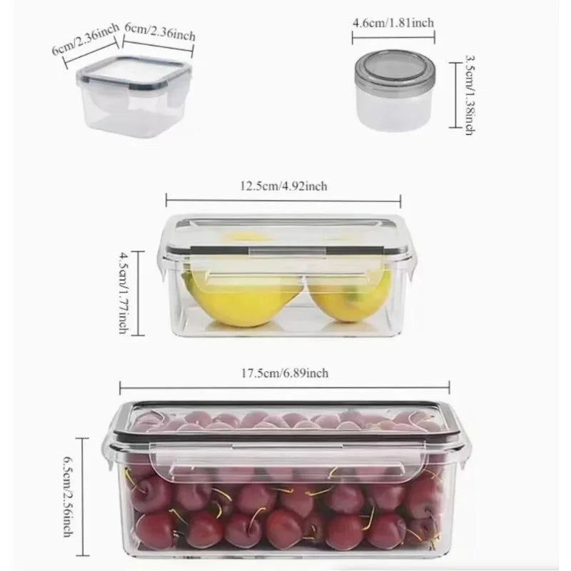 8Pcs Set Includes 4 Clear Containers and 4 Snap Lids Airtight Food Storage Box Kitchen Fridge Organizer for Baking Camping