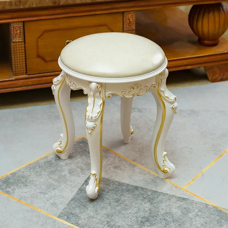 European Fabric Pouf,Modern Round Tea Table Stool, High-Quality Manicure Seat, Living Room Sofa Side Ottoman, Versatile Seating.