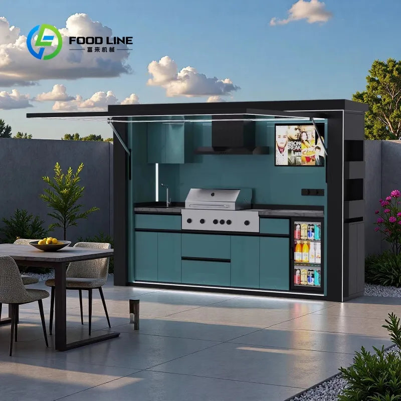Customized Modern Modular Outdoor Kitchen Unit Stainless Steel Storage Cabinets With Built In Grill For Daily Outdoor Living