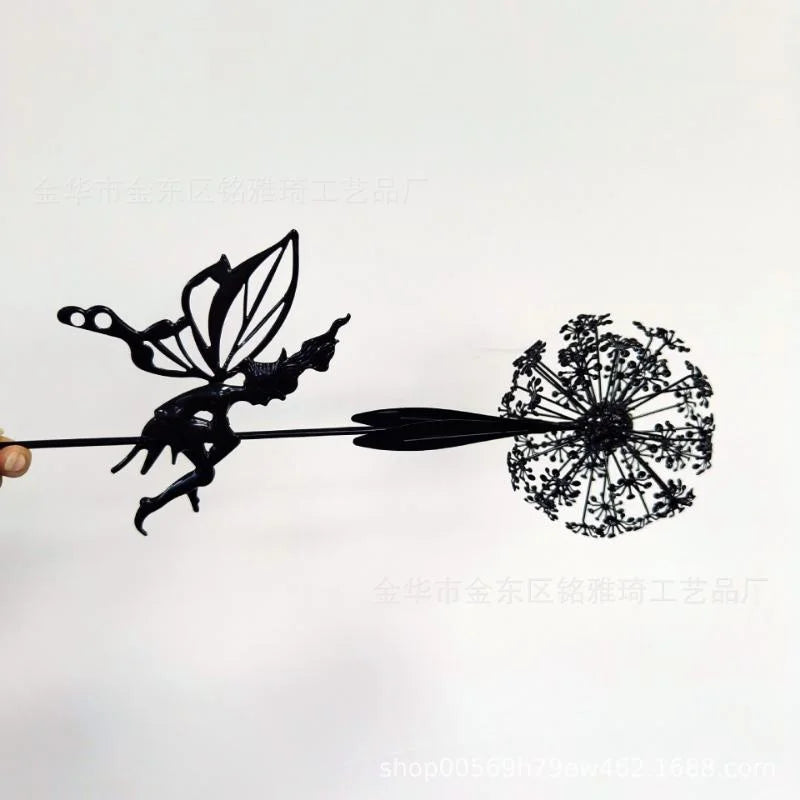 Garden Decorative Fairies and Dandelions Dance Together Metal Garden Yard Art Decor Lawn Landscape Sculpture Pixies Decoration