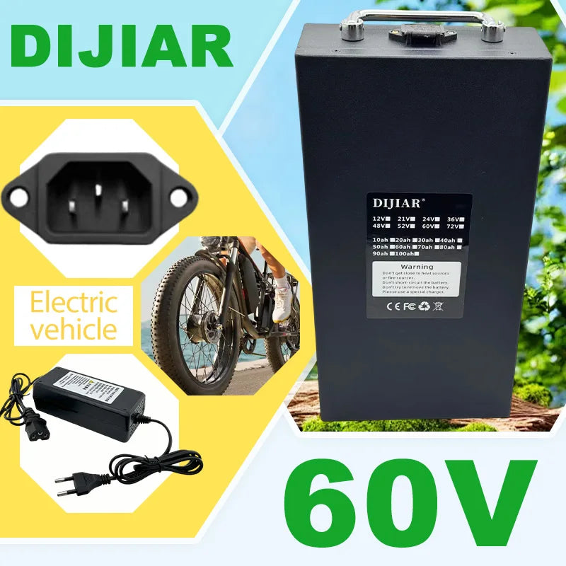 60V Harley battery Citycoco20AH-100AH, built-in BMS40AH, suitable for 500W~3000W Harley motorcycles,