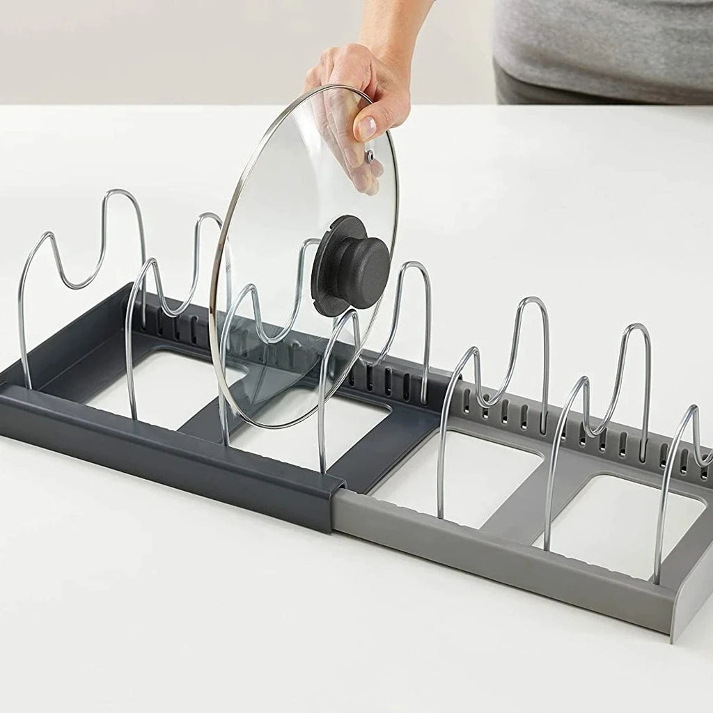 Hot New Pot Lid Storage Rack Cabinet Drawer Cookware Organizer Kitchen Space Saving Shelf Accessory