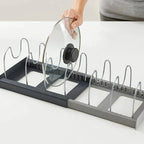 Hot New Pot Lid Storage Rack Cabinet Drawer Cookware Organizer Kitchen Space Saving Shelf Accessory