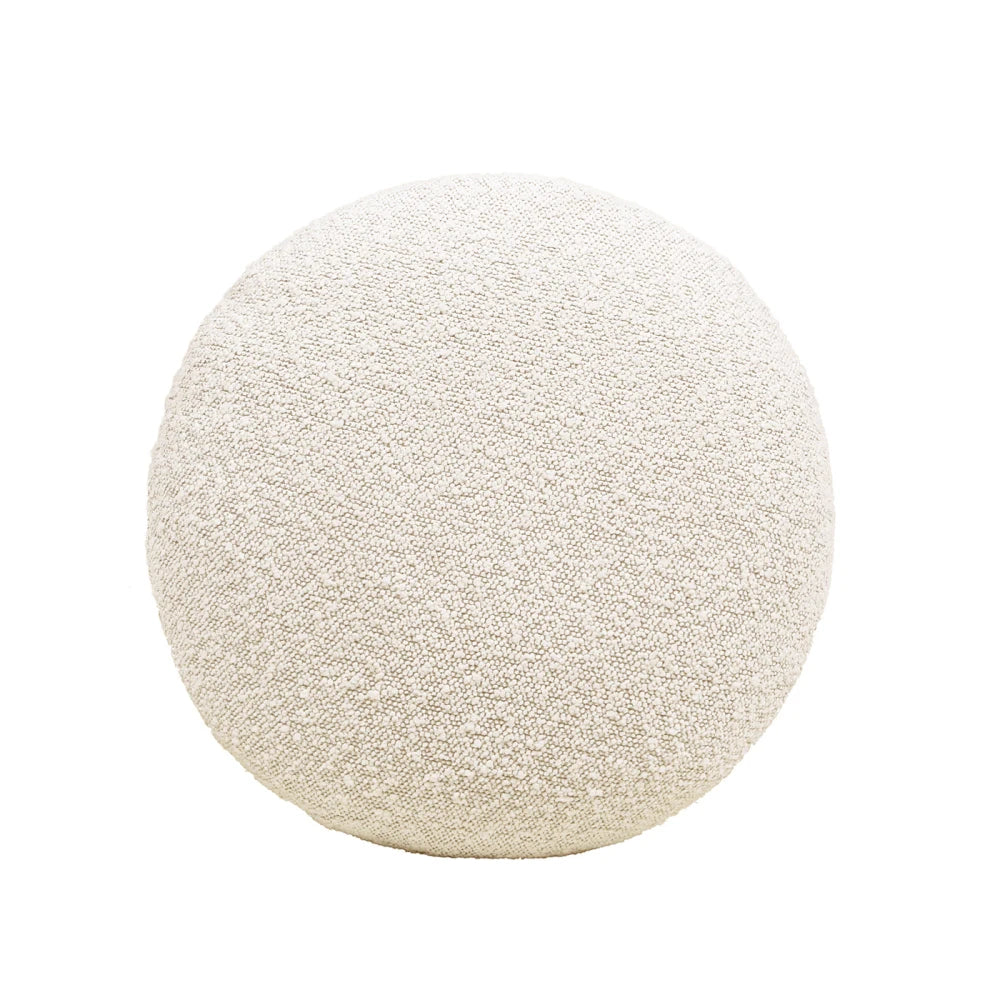 15" Mushroom Footstool Ottoman, Ivory White Boucle Stool